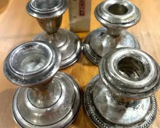 Lot of 2 Pair of Weighted Sterling Candlestick Holders