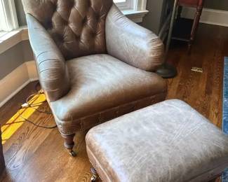 Hancock And Moore Leather Chair And Ottoman