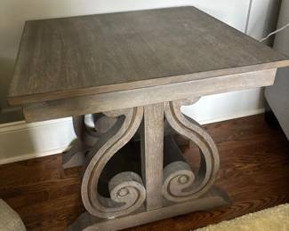 Wood Scroll Base End Table