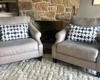 Pair Of Gray Fabric Armchairs by Barhaus  Set A