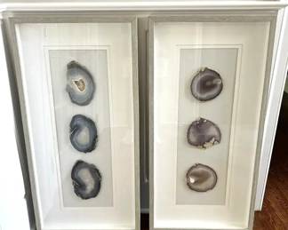 Pair Of Framed Natural Agate Slice Compositions