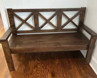 Wooden Bench with X Support Back