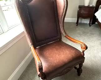 Leather Wing Back Chair