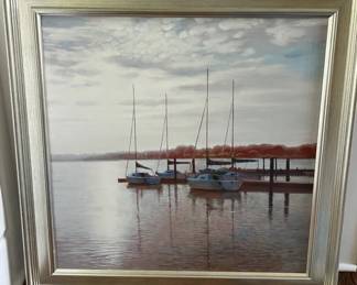 Sailboats at Dusk Painting