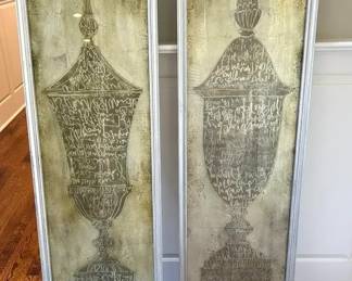 Pair of Avery Tillmon Framed Scripted Urn Prints