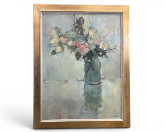 Nancy Franke (Atlanta, GA) "Love in a Bottle" framed original oil on board
