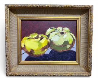 Framed original oil still life on canvas