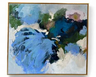 Large abstract entitled "Take me with you" by Sandy Palasti dated 2024 (Charlotte, NC)