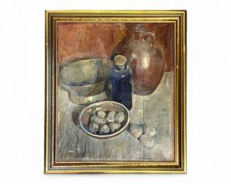 Vintage framed still life oil on canvas