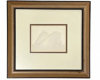 Impression on paper of two horses