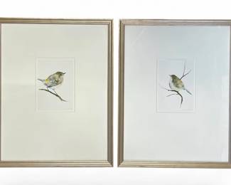 Pair of nicely framed bird watercolors; sold 2x the money