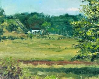 Unframed landscape entitled "August Afternoon" dated 2001