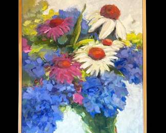 Framed floral still life by Richmond, VA artist Kimbery Bisger