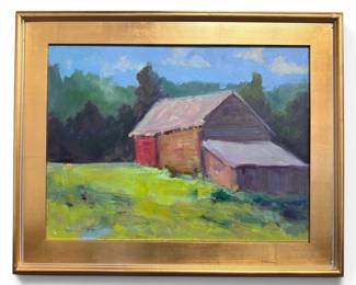 "Hillside Barn" framed oil on canvas by Kimberly Bisger (Richmond, VA)