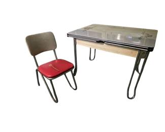 Vintage enamel table & one chair