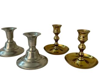 Int’l Pewter & solid brass candle stick holders