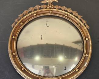 Lot #72 - Antique Federal Style Gilt Eagle Convex Glass Wall Mirror