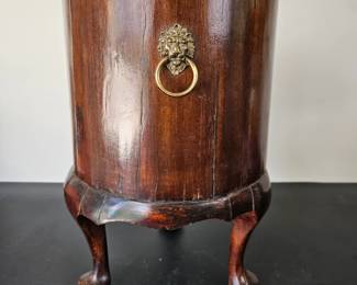 Lot #80 - Antique 1820s English Georgian Mahogany Wine Cooler with Brass Lion Head Ring Handles and Cabriole Legs
