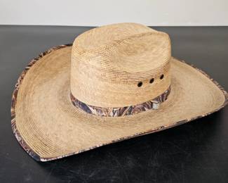 Lot #135 - Resistol Duck Commander Genuine Mexican Palm Western Cowboy Hat with Camouflage Trim and Ventilation Eyelets