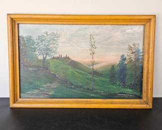Lot #84 - Antique J. Gaertner Original Signed Landscape Oil Painting with Rustic Wood Frame