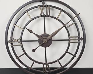 Lot #4 - Howard Miller Model 625-299 Antique Style Metal Wall Clock with Roman Numerals
