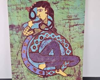 Lot #16 - Coner O Conner Signed Abstract Figurative Art Batik
