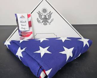 Lot #38 - SpartaCraft American Flag with Display Case & Preservation Guide - Patriotic Collectible
