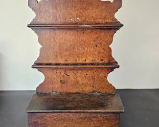 Lot #82 - Vintage Oak Wood Wall Mounted Shelf with Storage Box Antique Style Wooden Display Rack