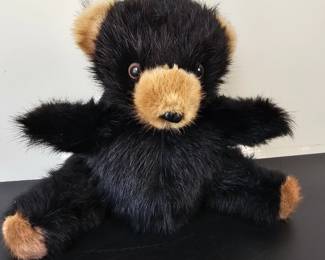 Lot #137 - Vintage Mink Black and Tan Teddy Bear Collectible Plush Toy