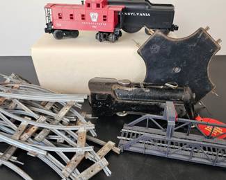 Lot #139 - Vintage Lionel Pennsylvania Train Set with Track Pieces and Signal Bridge Model 1927