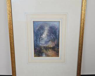Lot #102 - Antique Original Signed J. Harmsworth Watercolor with Gold Gilt Frame