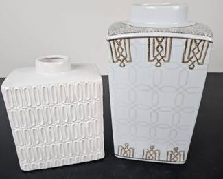 Lot #24 - Modern White Ceramic Decorative Bottle Vases