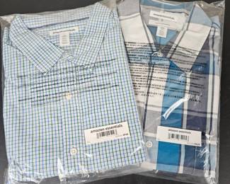Lot #20 - New Amazon Essentials Men's XXL Plaid Button-Down Dress Shirts