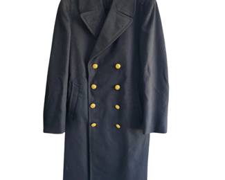 Lot #71 - Vintage US Navy Black Wool Peacoat Size 38L Double-Breasted Classic Military Coat