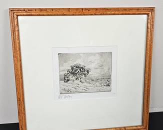 Lot #140 - Signed Will Vawter Framed Landscape Etching Artwork