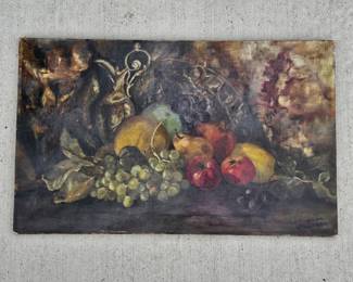 Lot #13 - Antique 1896 Still Life Oil Painting Signed Classic Fruit Composition