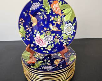 Lot #117 - Rare Hong Kong Blue 8237 Pattern by Coalport Dinner Plates