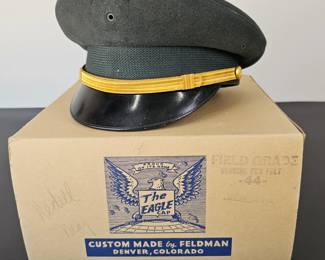 Lot #130 - The Eagle Cap Custom Feldman Military Field Grade Hat with Gold Detail and Genuine Fur Felt