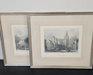 Lot #101 - Antique 1840s Steel Engravings of St. Patrick's Dublin & Old Weir Bridge Killarney by W.H. Bartlett