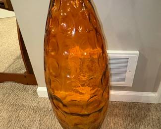 Large Amber Empoli Glass Genie Bottle Vase second image
