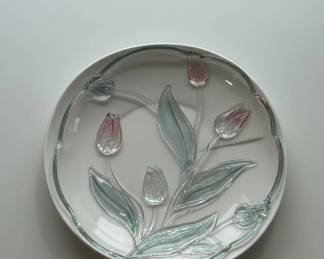 Mikasa Tivoli Crystal Serving Platter with Tulips