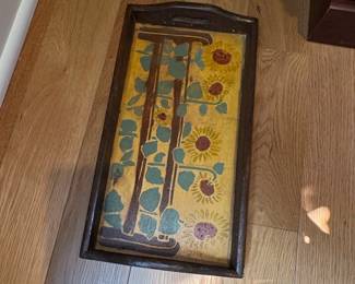 Vintage HandPainted Wooden Serving Tray with Sunflower Motif by Gail Craft