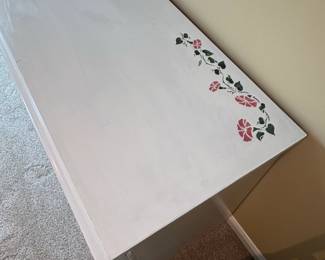 White Dresser with Floral Stencil and Glass Knobs second image