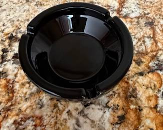 Vintage Las Vegas Hilton Hotel Black Glass Ashtray