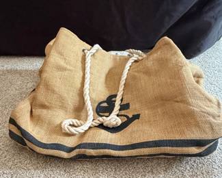 Jute Beach Tote Bag with Anchor Motif