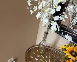 Artificial White Orchid Arrangement in Glass Vase