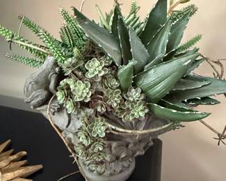 Faux Succulent Arrangement in Frog Planter