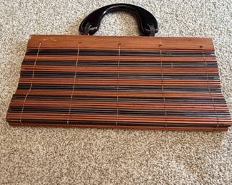 Vintage Bamboo and Wood Slatted Handbag