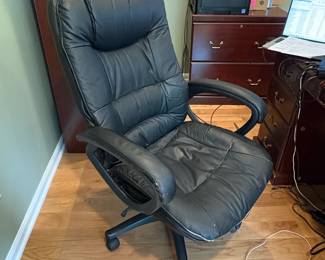 Black Faux Leather Executive Office Chair with Layered Padding second image
