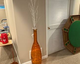 Large Amber Empoli Glass Genie Bottle Vase